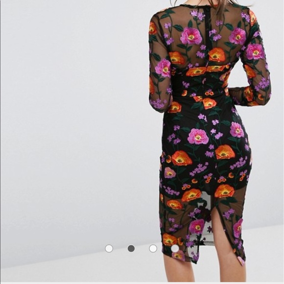 PrettyLittleThing Embroidered Floral Sheer Dress - Picture 2 of 5